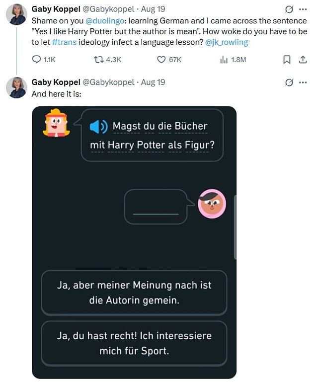 Journalist Gaby Koppel said she was trying to learn German on the app when she unexpectedly discovered the insult