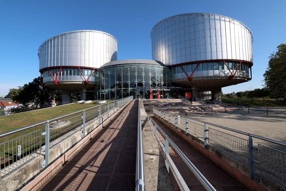 Exterior view of the European Court of Human Rights in Strasbourg, France.