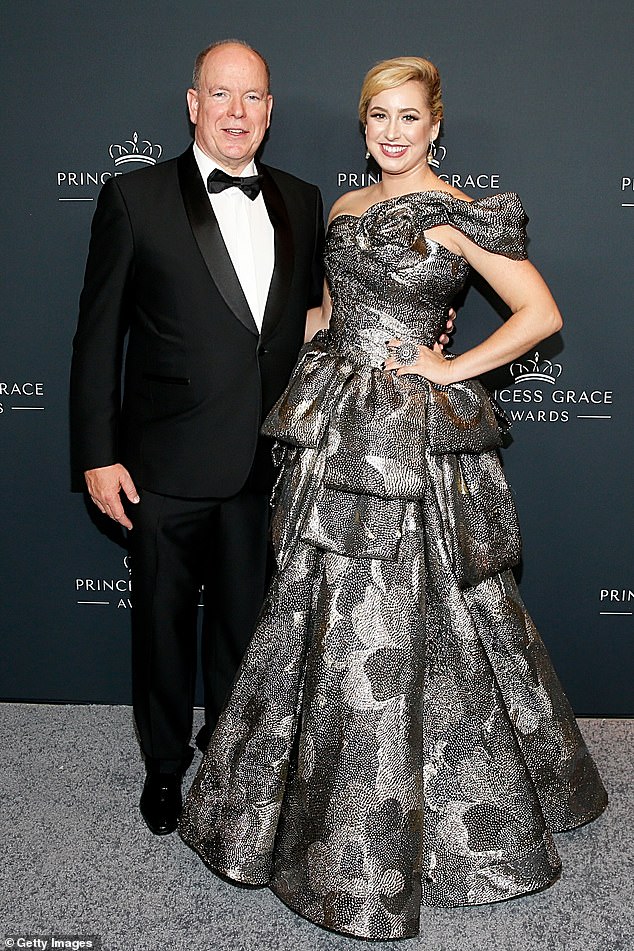Albert II, Prince of Monaco pictured with his daughter Jazmin Grace Grimaldi, who he only acknowledged in 2006, at the Princess Grace Awards 40th Anniversary Gala in New York in 2024