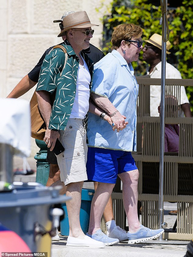 Elton John and his husband David Furnish showed their marriage is stronger than ever as they departed their £23 million yacht hand-in-hand on Sunday