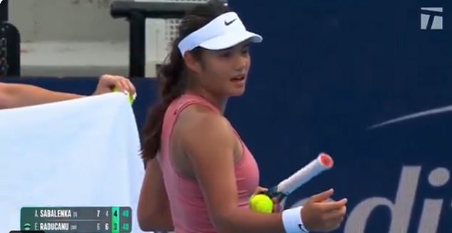 Emma Raducanu complained to the umpire about a child repeatedly crying in the crowd