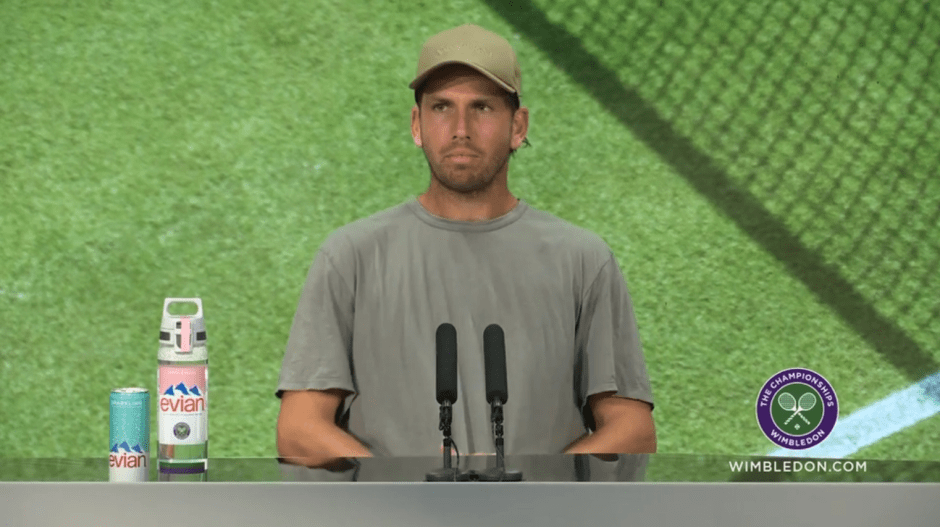 Tennis player at a press conference.