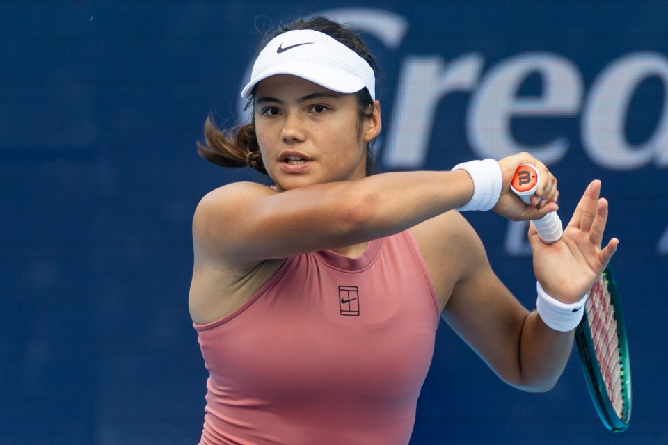 Emma Raducanu playing tennis.