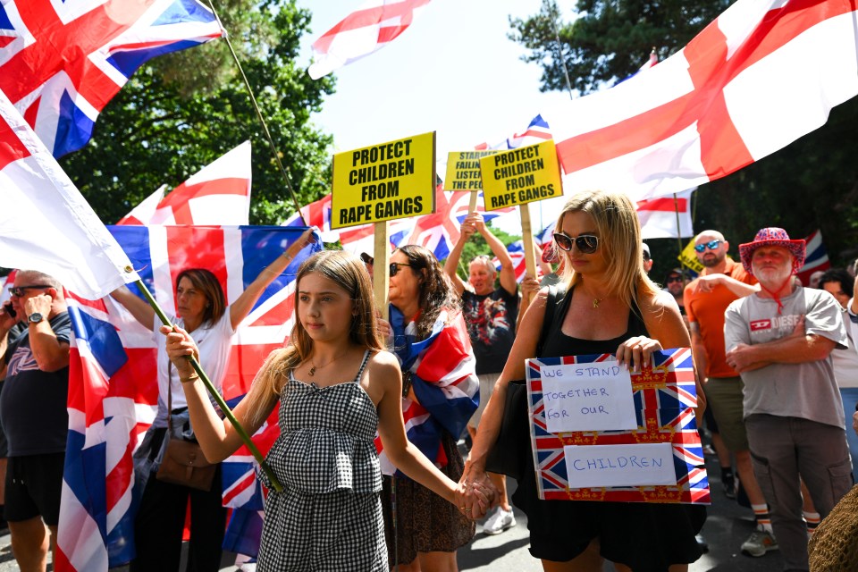 Protest against illegal immigration in Bournemouth, England.