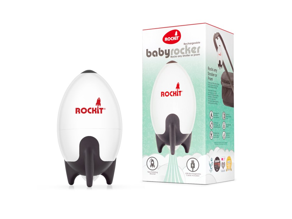 Rechargeable baby rocker with packaging.