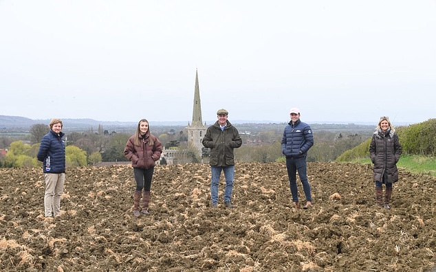 The owners of family-run Castle View Farm in Bottesford, Leicestershire (pictured) have transformed what was once an 'unproductive' 10-acre spring barley field into a cemetery that can hold up to 7,500 burial plots at a cost of either £500 for an ashes plot of £1,400 for a full burial