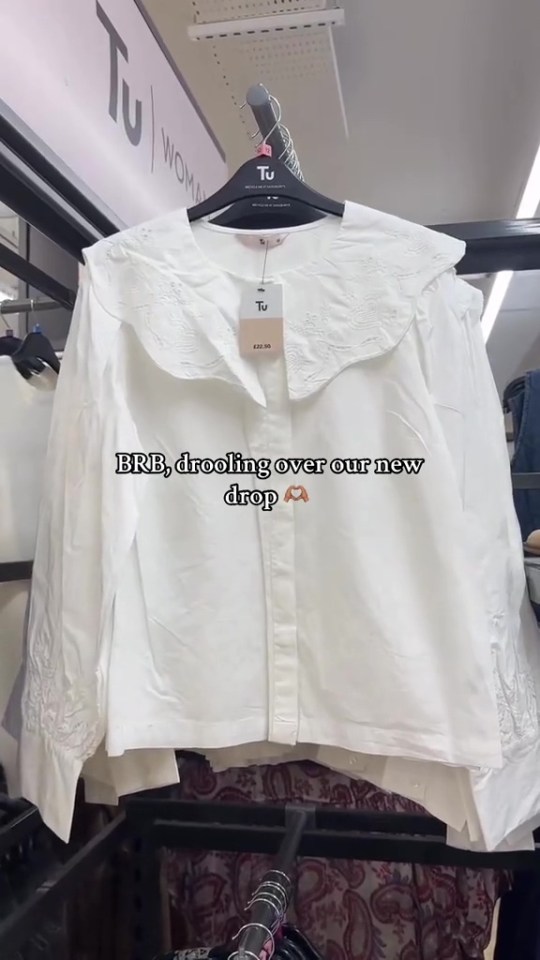 White embroidered blouse on display at Sainsbury's.
