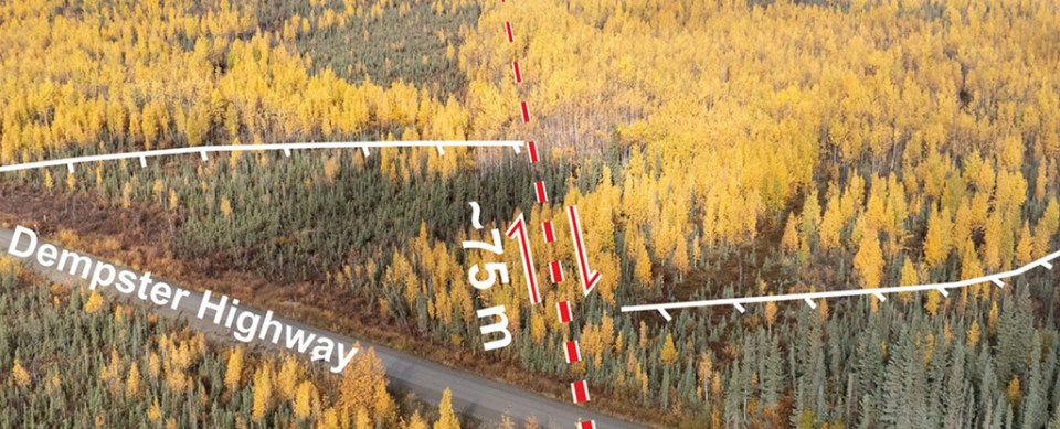 Aerial view of the Dempster Highway and a 75m fault line.