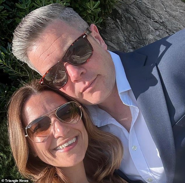 Oasis fan Chantal Arpino, 42, pictured with her partner Matt Marchant, 47, said she was left injured after Liam Gallagher's maracas were snatched from her