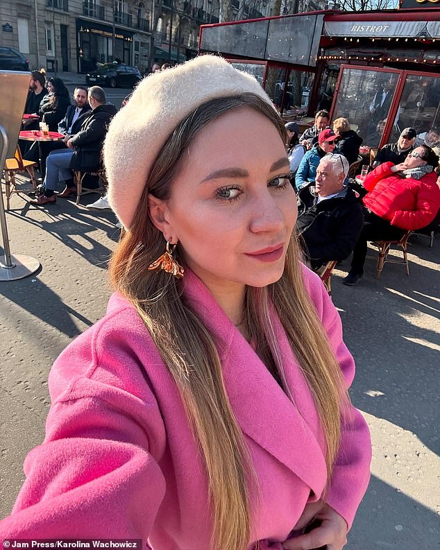 Karolina Wachowicz, 35, (pictured) from Krakow, Poland, felt like a 'neon sign' as she wandered the streets of Morocco, a popular tourist destination for Brits