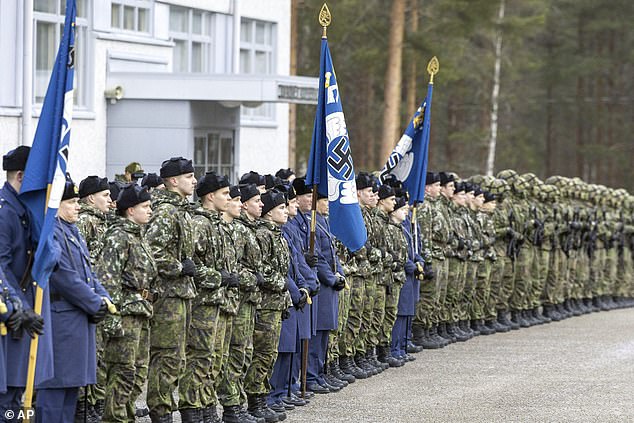 Finland has belatedly admitted its air force flags (pictured last year) probably should not have a huge swastika in the middle