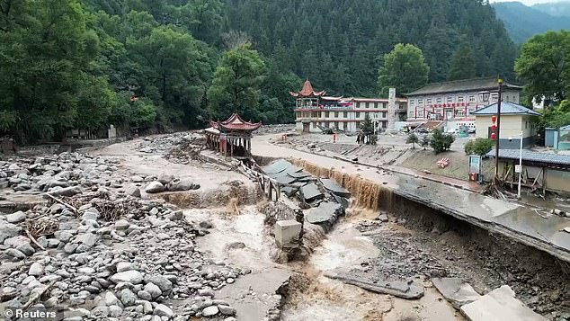Aerial videos showed the devastation caused by flooding in northern China last weekend
