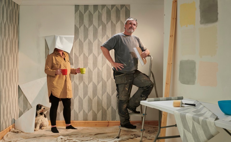 Diy man takes a minute to admire his handy work