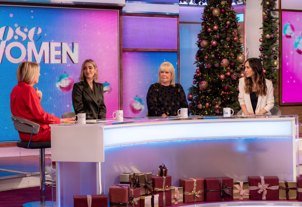 Kaye Adams, Frankie Bridge, Linda Robson, and Myleene Klass on the set of Loose Women.