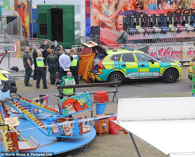 Police and paramedics rushed to the Spanish City Summer Funfair in Whitley Bay, Tyne and Wear, at around 2.15pm today