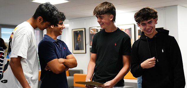 Pupils at Solihull School in Solihull receiving their GCSE results. Hundreds of thousands of pupils in England, Wales and Northern Ireland are receiving grades to help them progress to sixth form, college or training. Picture date: Thursday August 21, 2025. PA Photo. Photo credit should read: Jacob King/PA Wire