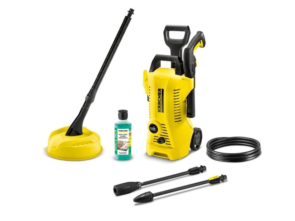 Kärcher pressure washer with accessories.