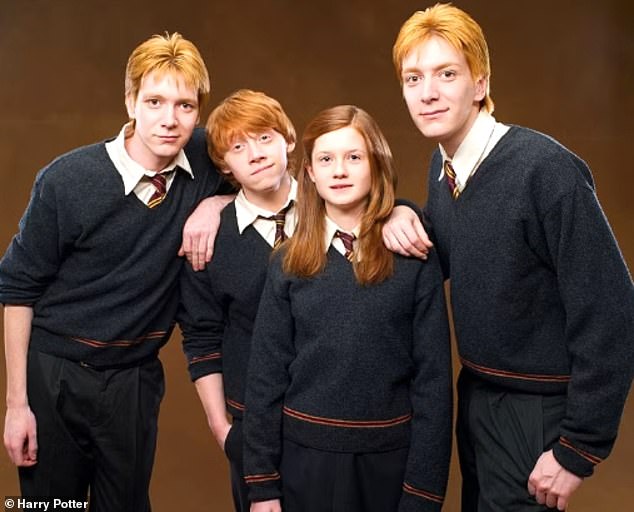 In the Harry Potter films, the original Weasley siblings were played by several actors (pictured James and Oliver Phelps, Rupert Grint, Bonnie Wright)