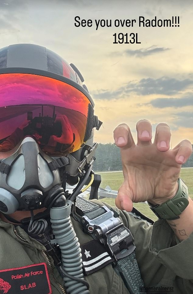 This haunting last picture shows a Polish pilot just minutes before his F-16 fighter jet crashed in a ball of flames