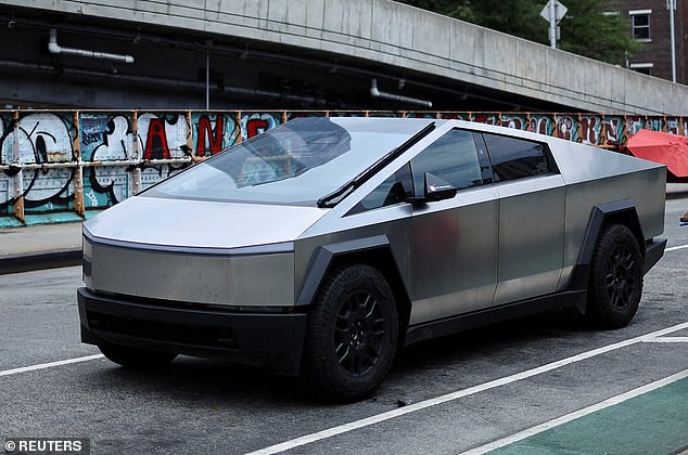 It is said he used cash given to him to buy a 2025 Mercedes Benz G-Wagon, and three Teslas including a Cybertruck, seen here