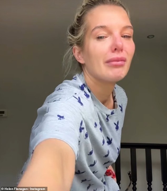 Helen Flanagan suffered a 'breakdown' and claimed she 'f***ing hates co-parenting' with her ex-fiancé Scott Sinclair in an emotional Instagram post shared with her fans on Monday