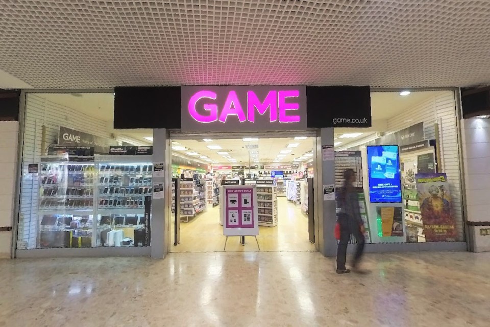 Game store entrance in a shopping mall.