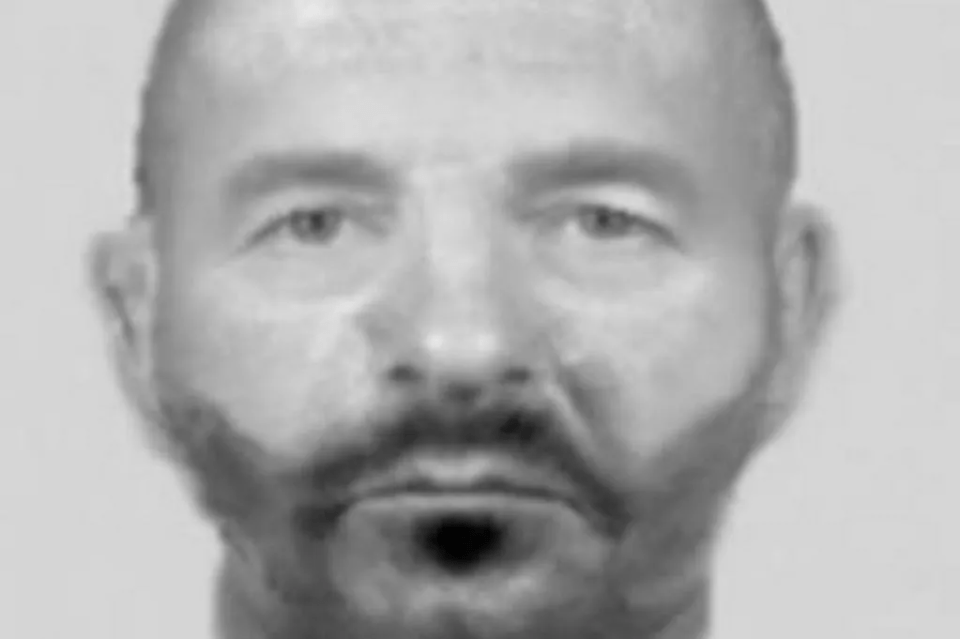 Composite sketch of a man with short hair and a beard.