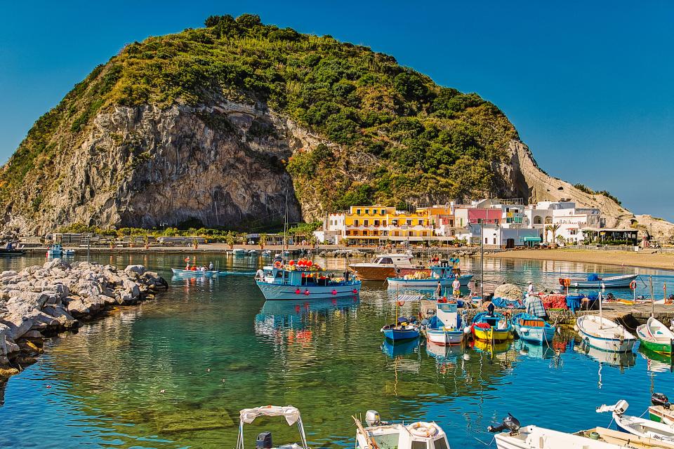 Fishing village bay on Ischia island, Italy.