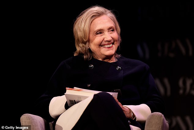 Political foes like Hillary Clinton (above) say Mr Trump should be nominated for the Nobel Peace Prize if he successfully negotiates a peace treaty between Russia and Ukraine - with some suggesting it should be awarded jointly to Melania