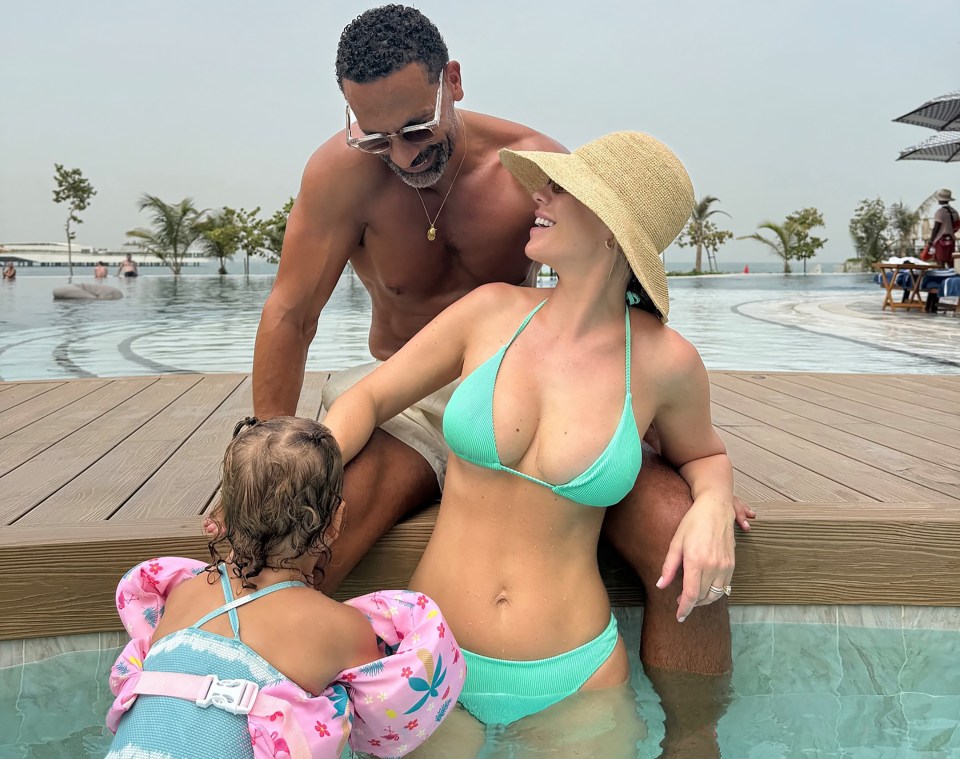 Family by a pool in Dubai.