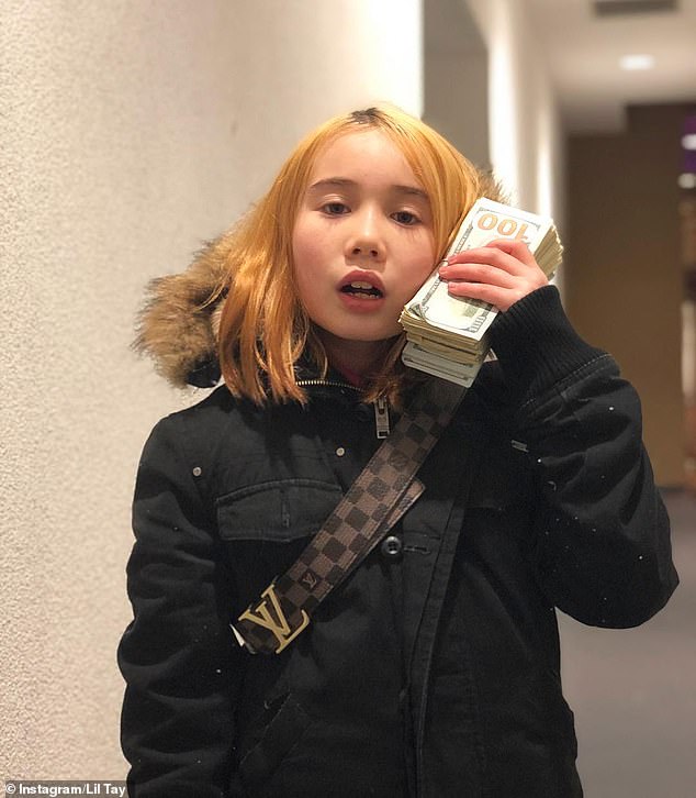 Lil Tay launched her own YouTube channel in 2018 and bragged that she was the 'youngest "flexer" of the century' in her videos – a term that refers to boasting about possessions
