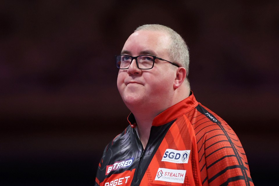 Stephen Bunting of England during a darts match.