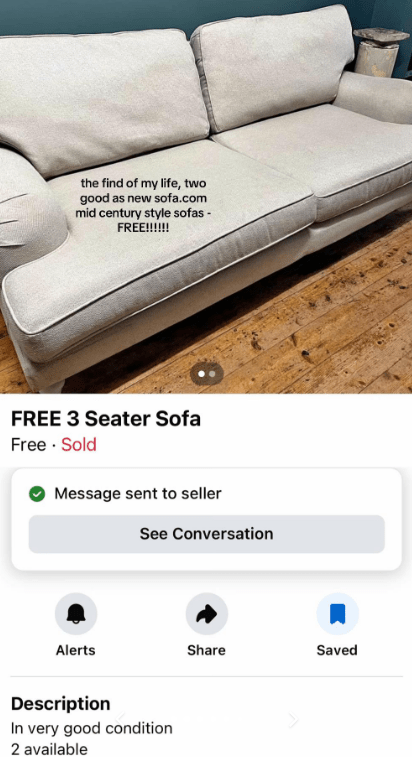 Free three-seater sofa for sale.