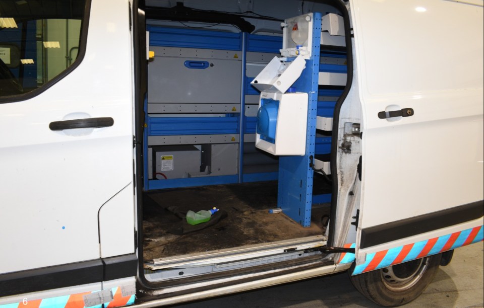 Interior of van used in a kidnapping.