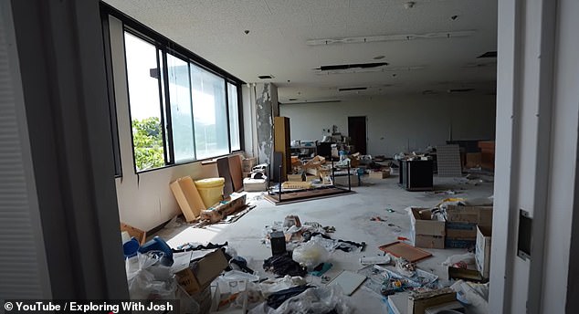 Josh's video shows dilapidated buildings, crumbling cars and overgrown vegetation