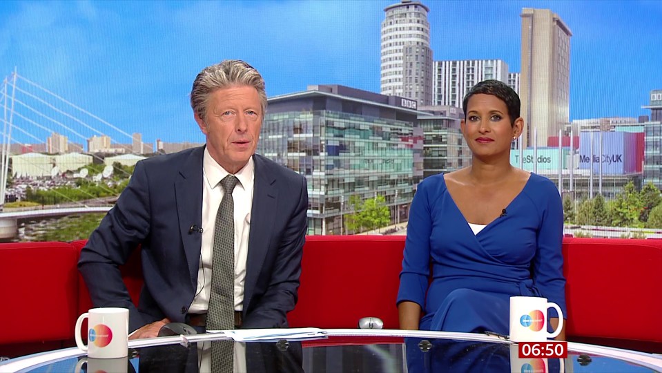 Screenshot of BBC Breakfast presenters Naga Munchetty and Charlie Stayt.
