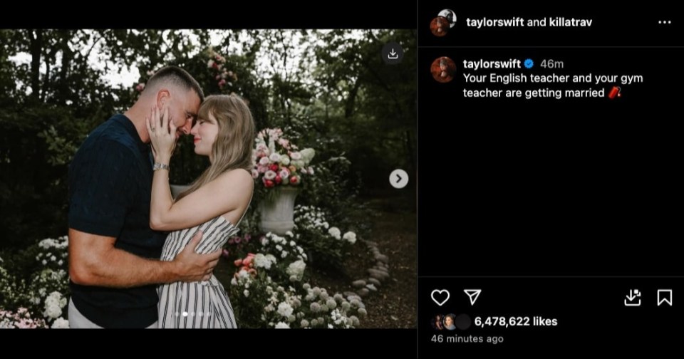 Travis Kelce and Taylor Swift embracing after the Super Bowl.
