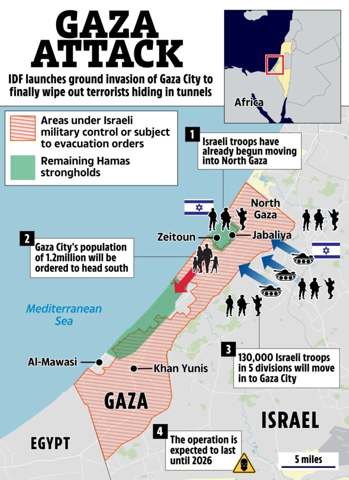 Illustration of a map showing the Israeli ground invasion of Gaza City in 2008.