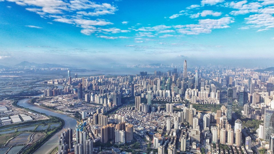 Aerial view of Shenzhen, China.