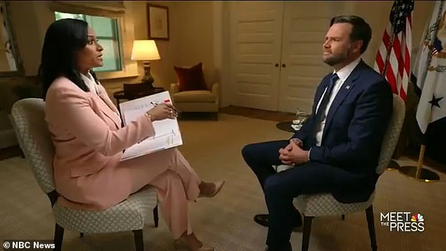 JD Vance appears on Meet the Press with host Kristen Welker on August 24, 2025