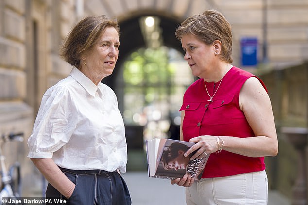 Former first minister Nicola Sturgeon, with broadcaster Kirsty Wark ahead of the Edinburgh International Book Festival launch event of her memoir 'Frankly'