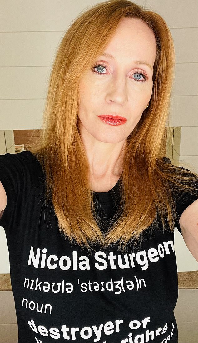 Ms Rowling wore a T-shirt which branded Ms Sturgeon a ¿destroyer of women¿s rights¿ in 2022