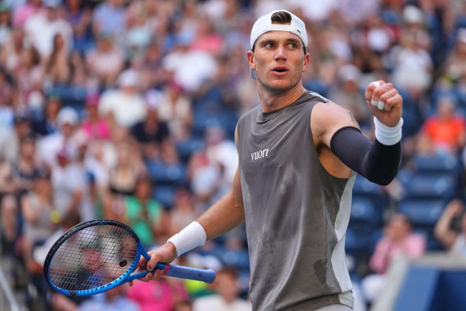 Jack Draper celebrates a point at the US Open.
