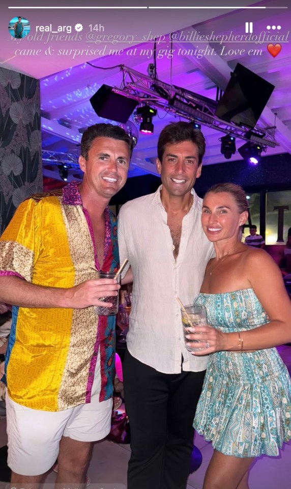 James Argent with friends at a gig.