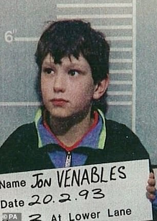 Aged 11, Robert Thompson and Jon Venables (pictured) became the youngest ever to be convicted of murder after James' body was found on a railway track two days later. They were both convicted in 1993 and given life sentences, a source of controversy given their age
