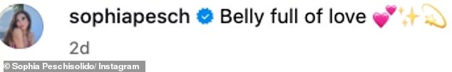 She captioned her snaps: 'Belly full of love'