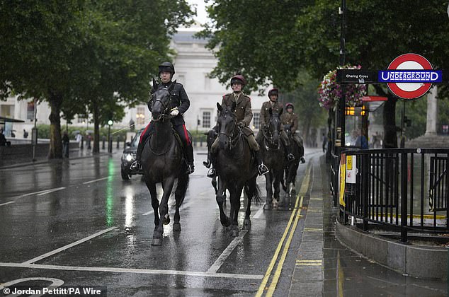 Mounted military personnel last week near Trafalgar Square, central London