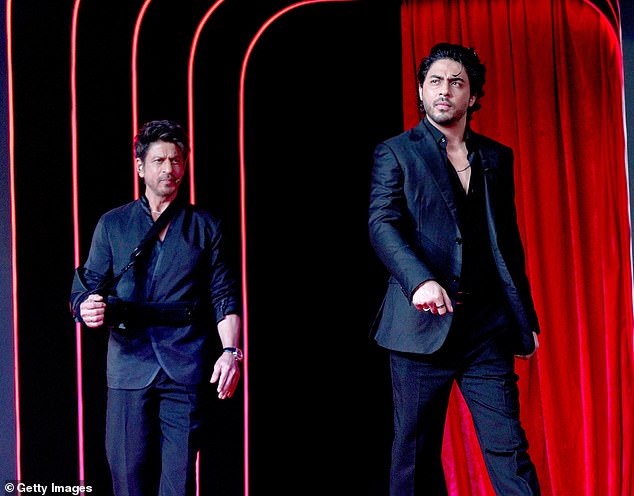 Shah Rukh, better known as SRK or 'King Khan' to his legions of fans, was promoting the trailer for his 27-year-old son, Aryan Khan's (right) directorial debut at a glitzy launch in Mumbai on 20 August