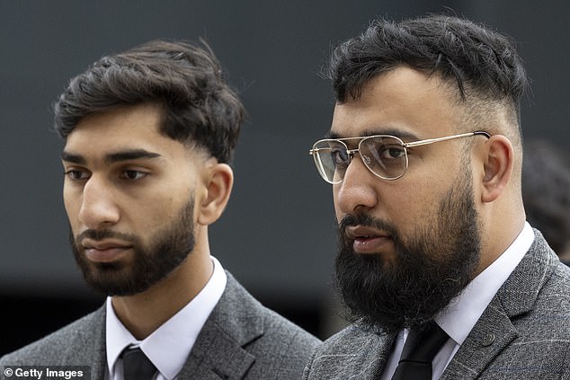 Mohammed Fahir Amaaz (left) and Muhammad Amaad are pictured arriving at court. Amaaz was found guilty of assaulting two female police officers and a male passenger
