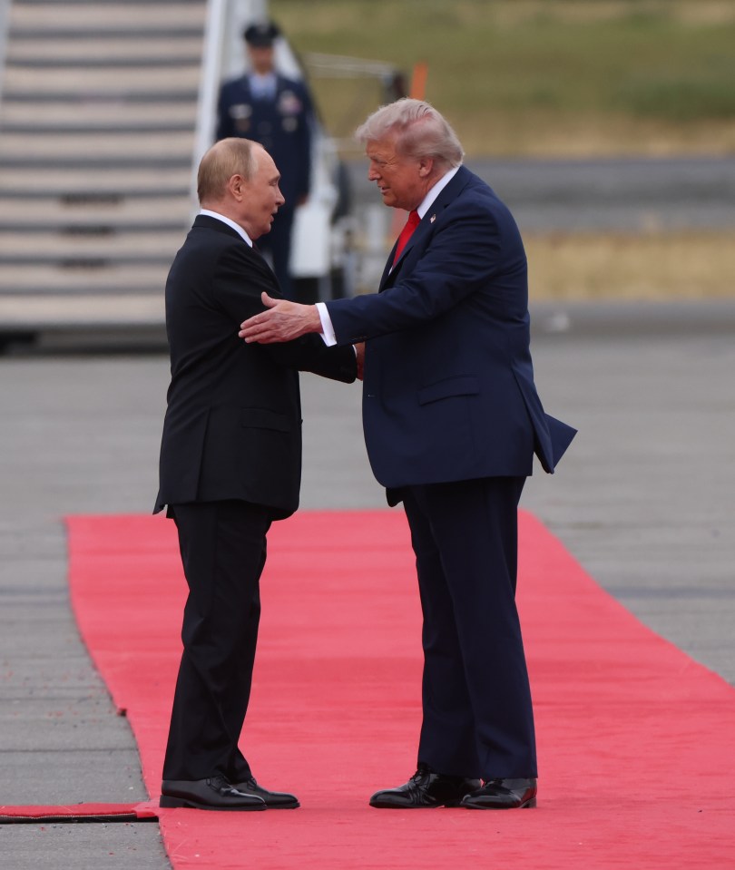 ANCHORAGE, ALASKA - AUGUST 15: (RUSSIA OUT) U.S. President Donald Trump and Russian President Vladimir Putin meet for their summit on the war in Ukraine, at U.S. Air Base on August 15, 2025, in Anchorage, Alaska, United States. Putin is having a one-day trip to Alaska. (Photo by Contributor/Getty Images)